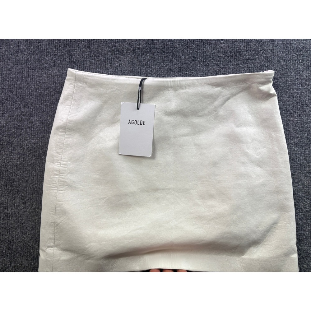 AGOLDE Leather Mini Skirt Womens 24 / XS Oat Milk High Waisted Cream A7317-1618